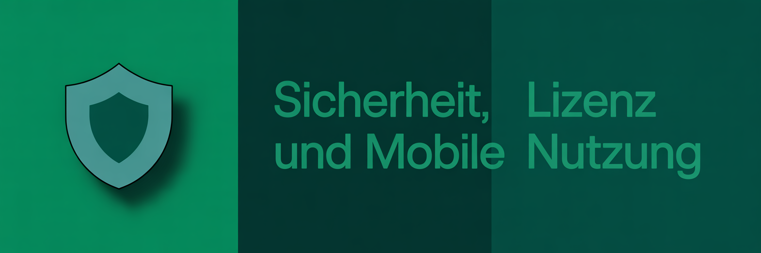 Sicherheit, Lizenz und mobile Nutzung